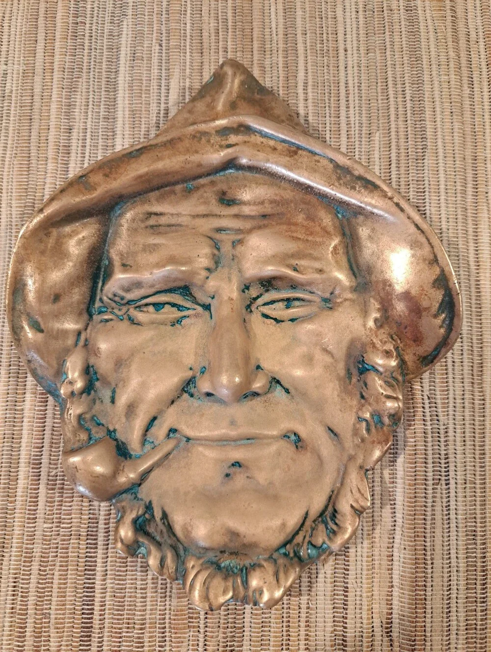 Fisherman Ashtray Dish Solid Brass Coin Bowl Catch All